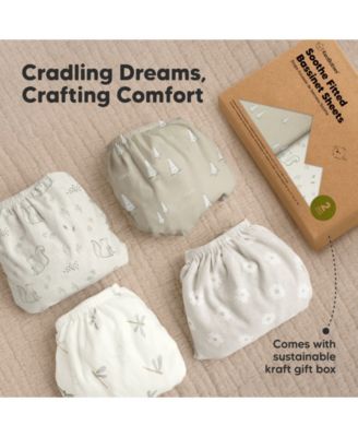 Bassinet Sheet for Baby Girls, Boys, 2-Pack Soothe Bassinet Fitted Sheets, Bedside Bassinet Mattress Sheet