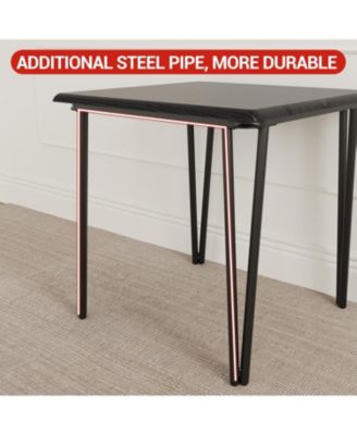 2-Person Space-Saving Small Square Wood Dining Table Set, Upholstered Seats, Compact for Apartments, Breakfast Nook