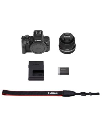 EOS R100 Mirrorless Camera and RF-S 18-45mm f/4.5-6.3 IS STM Lens, Bundle with Memory Card, Smart Charger Base and Software Kit