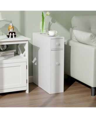 Bathroom Floor Cabinet Toilet Narrow Storage Organizer with Flip Top