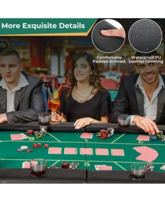Foldable Poker Table with 8 Cup Holders