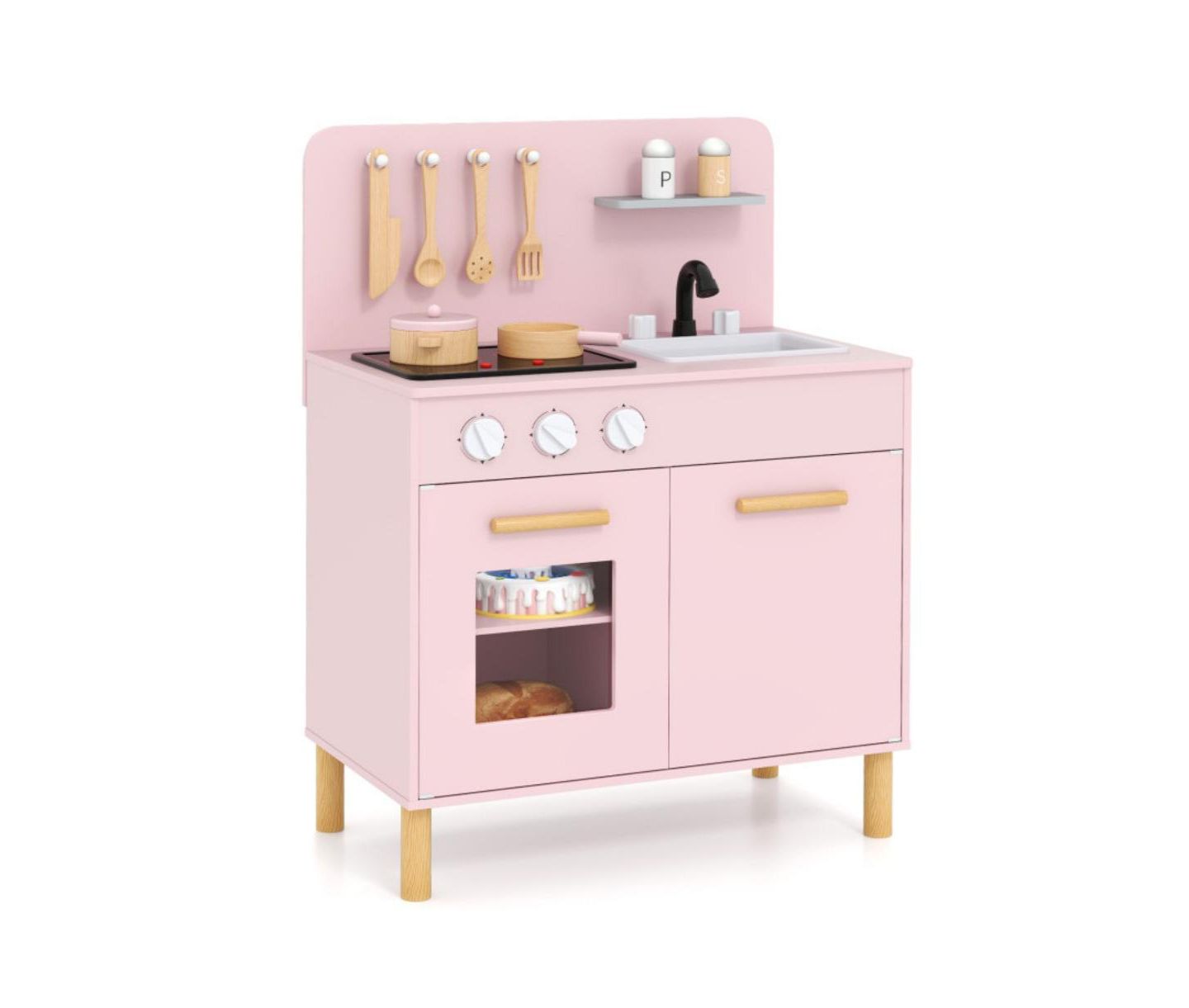 Детский игровой набор HONGGE Kids Kitchen Playset With Lights and Sounds, от 3 лет, цвет: Розовый — фото 3