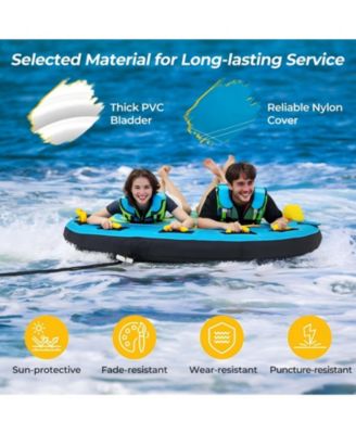3 Person Inflatable Boat Tube Towable Platform with Double Valves