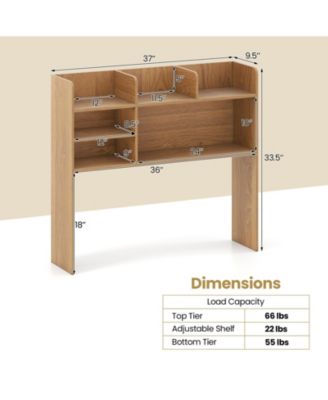 Desktop Storage Hutch Bookshelf with Multiple Open Shelves