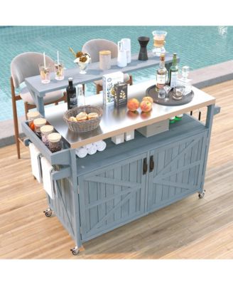 78.3" Outdoor Kitchen Island with Foldable Grill Table