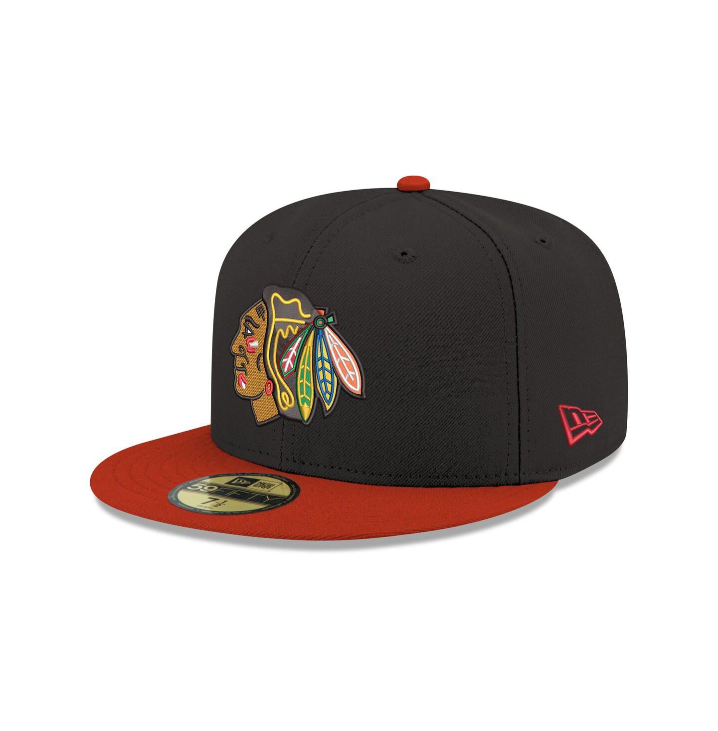 Мужская кепка New Era Black Chicago Blackhawks Core Logo Two-Tone 59FIFTY Fitted Hat — фото 1