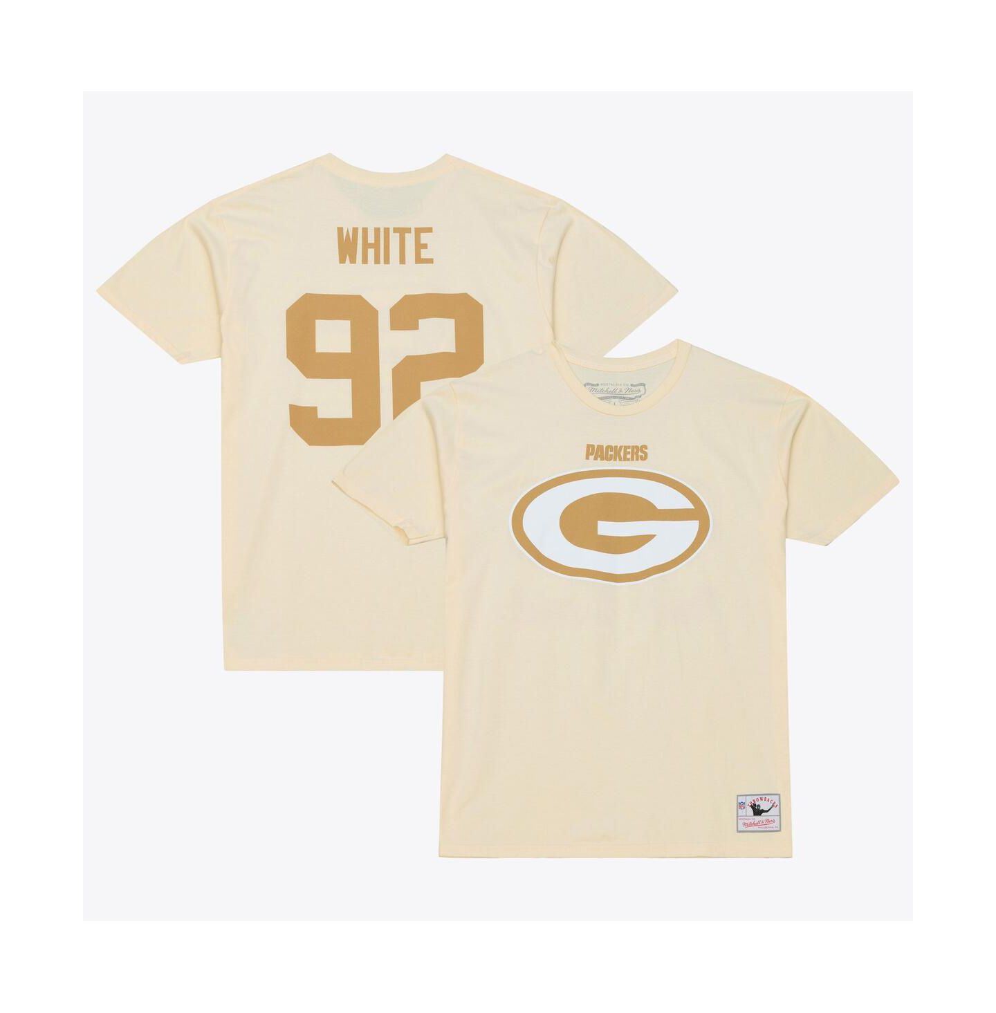 Мужская футболка Mitchell & Ness Reggie White Cream Green Bay Packers Sandman Name & Number — фото 1