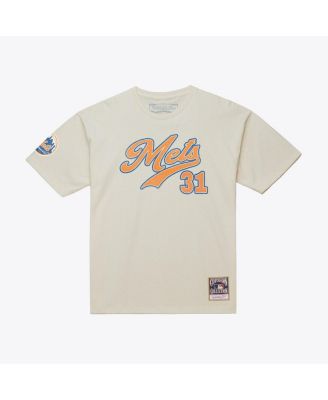 Men's Mike Piazza Cream New York Mets Cooperstown Collection Throwback Name & Number T-Shirt