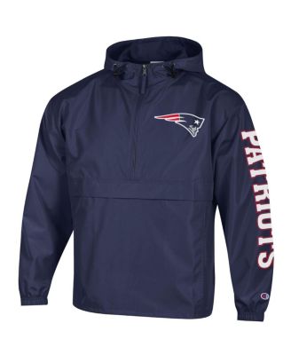 Men's Navy New England Patriots Packable Windbreaker Half-Zip Jacket