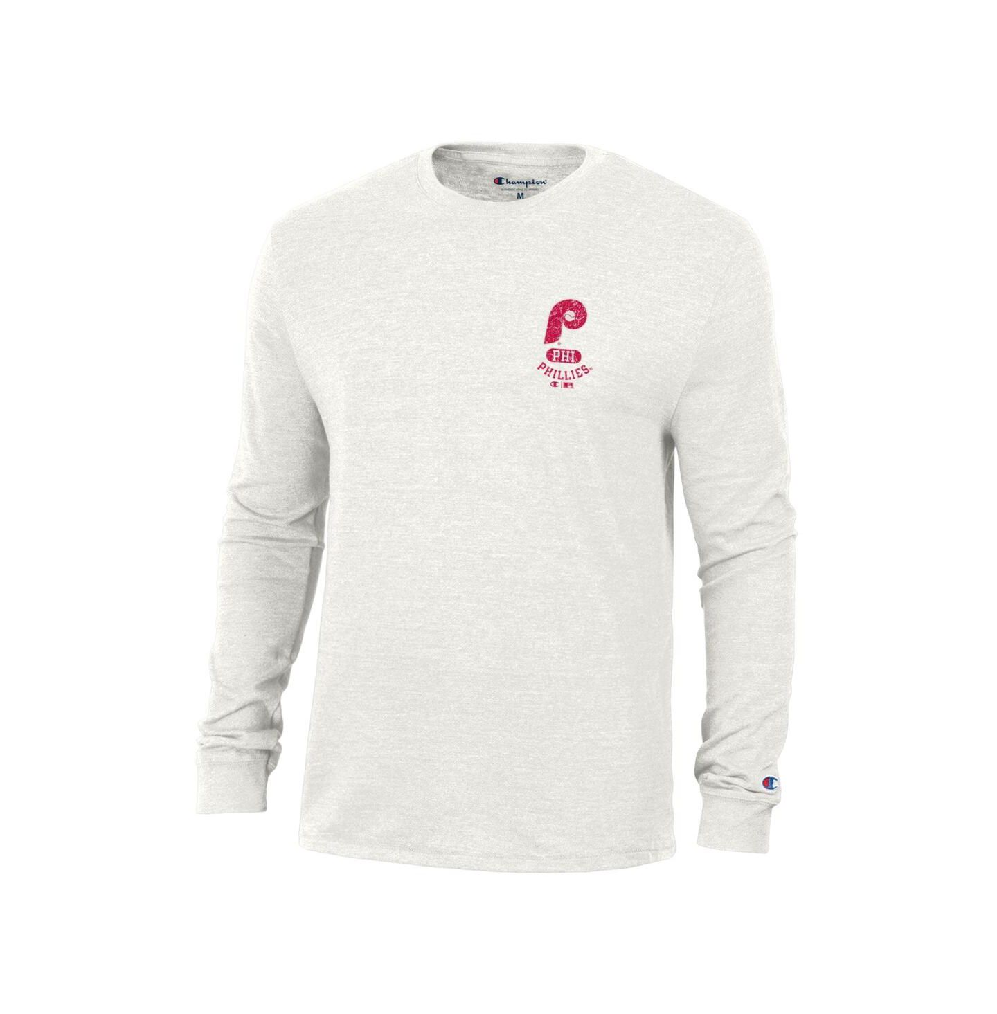 Мужская футболка Champion White Philadelphia Phillies Cooperstown Winning Tradition Tri-Blend Long Sleeve — фото 1