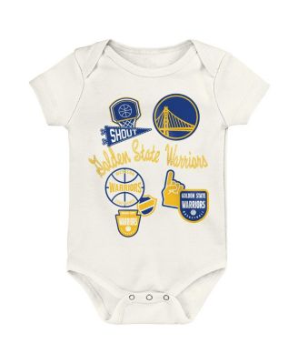 Baby Boys and Girls 3-Pack Golden State Warriors Littlest Player Bodysuit Set