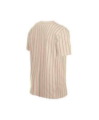 Men's Cream Japan Baseball Throwback Meshback Pinstripe T-Shirt