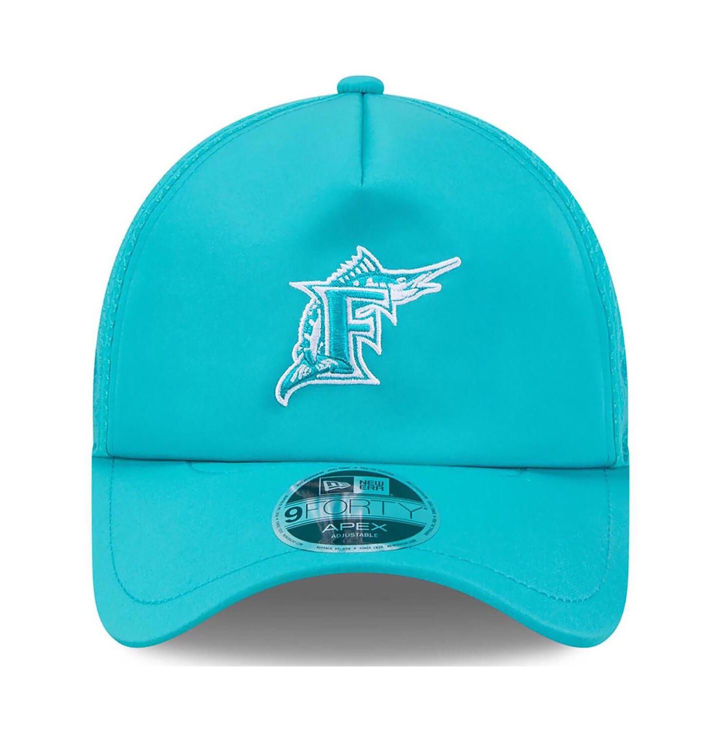 Мужская кепка New Era Teal Florida Marlins 2026 Batting Practice Alternate Apex 9FORTY Adjustable Hat — фото 4