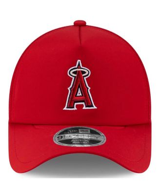 Men's Red Los Angeles Angels 2026 Batting Practice Apex 9FORTY Adjustable Trucker Hat