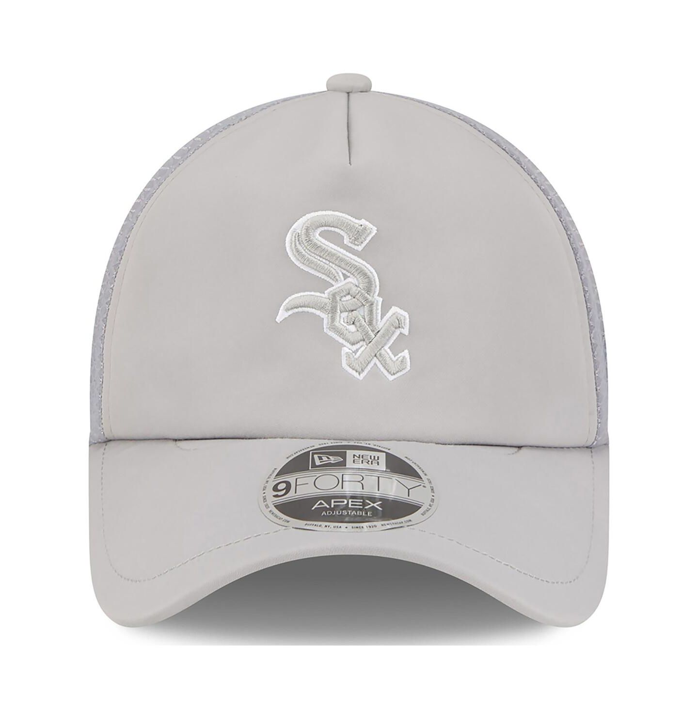 Мужская кепка New Era Gray Chicago White Sox 2026 Batting Practice Apex 9FORTY Adjustable Trucker Hat — фото 4