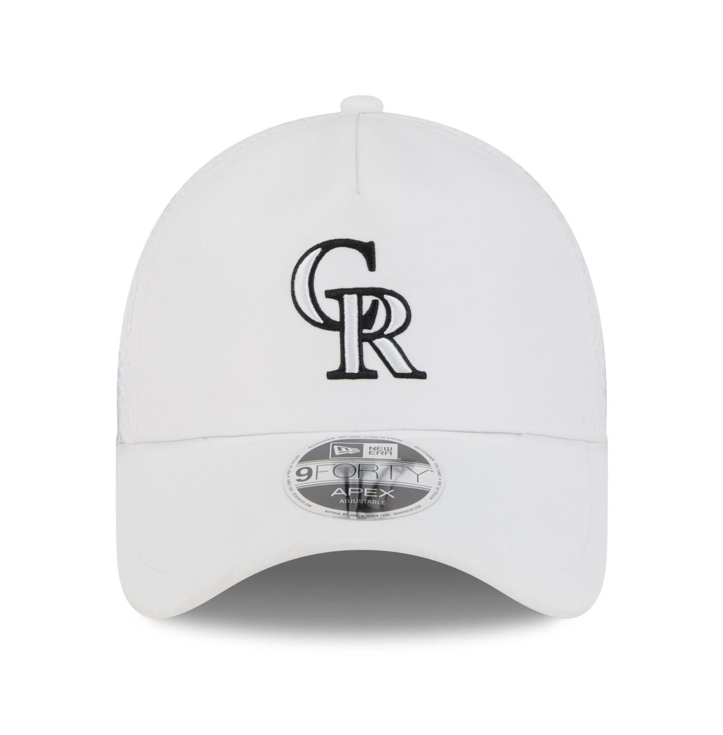 Мужская кепка New Era White Colorado Rockies 2026 Batting Practice Apex 9FORTY Adjustable Trucker Hat — фото 4