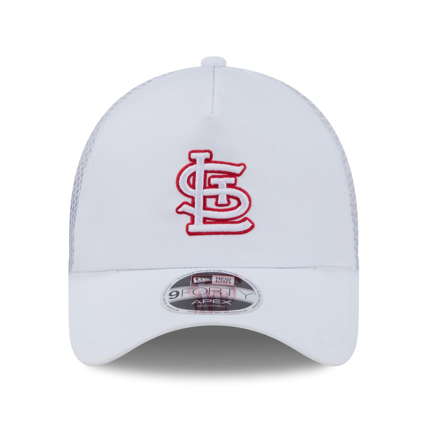 Мужская кепка New Era White St. Louis Cardinals 2026 Batting Practice Apex 9FORTY Adjustable Trucker Hat — фото 4