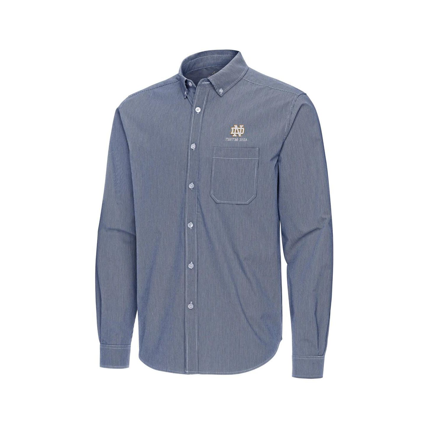 Мужская рубашка Antigua Navy Notre Dame Fighting Irish Porter Woven Tri-Blend Long Sleeve Button-Down — фото 3