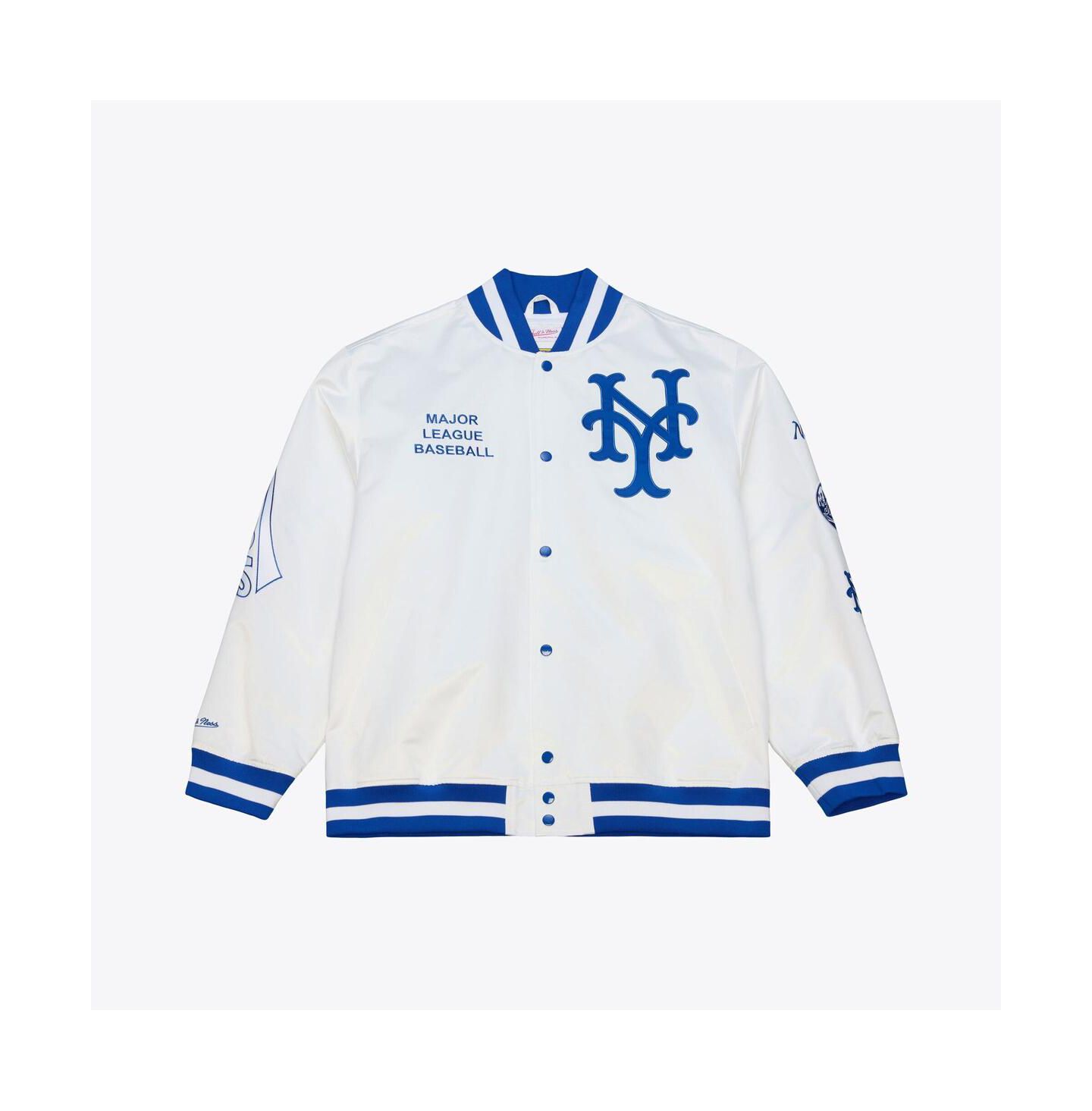 Мужская куртка Mitchell & Ness White New York Mets Cooperstown Collection Arctic Lightweight Satin Full-Snap — фото 1