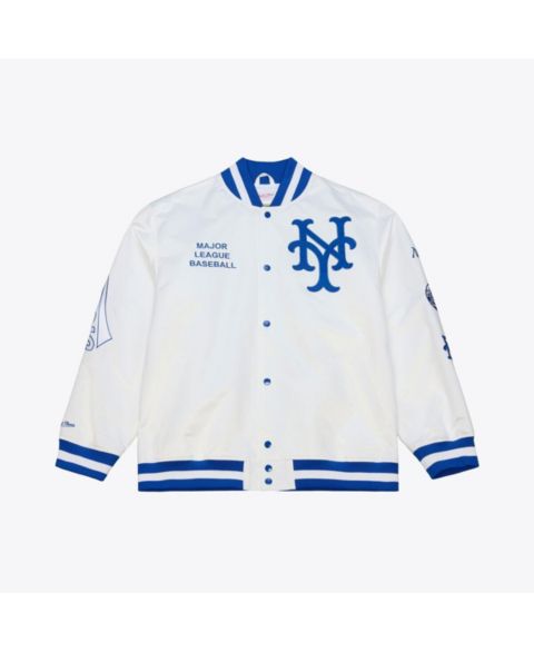 Мужская куртка Mitchell & Ness White New York Mets Cooperstown Collection Arctic Lightweight Satin Full-Snap