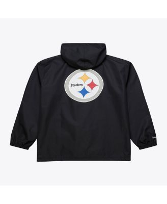 Men's Black Pittsburgh Steelers Coaches Full-Snap Hooded Windbreaker Jacket