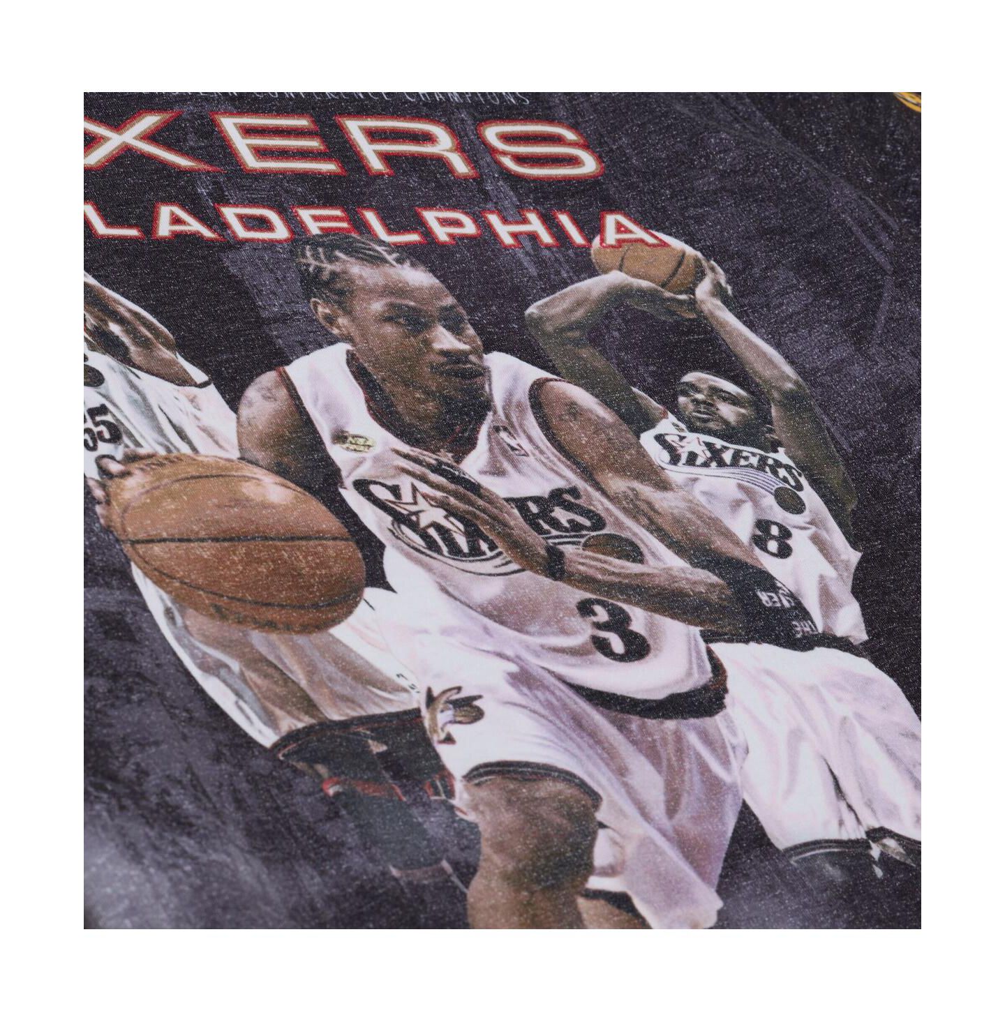 Мужская футболка Mitchell & Ness Black Philadelphia 76ers Hardwood Classics Originals Collection 2000-2001 Team Roster — фото 3