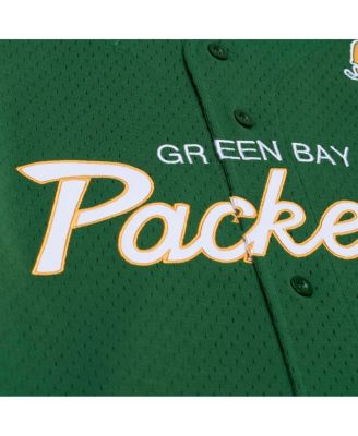 Men's Green Bay Packers Green Head Coach Mesh Full-Button Fashion Jersey