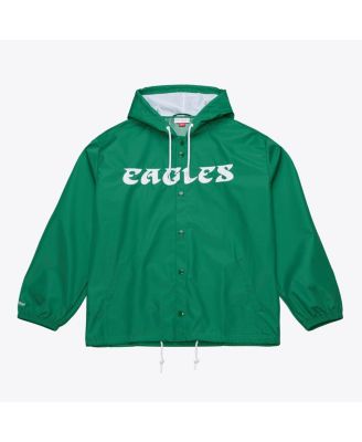 Men's Kelly Green Philadelphia Eagles Coaches Full-Snap Hooded Windbreaker Jacket