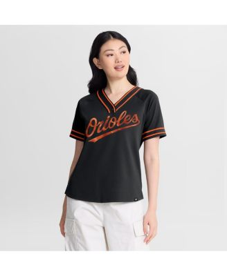 Women's Black Baltimore Orioles Diva Race Ahead Raglan V-Neck T-Shirt