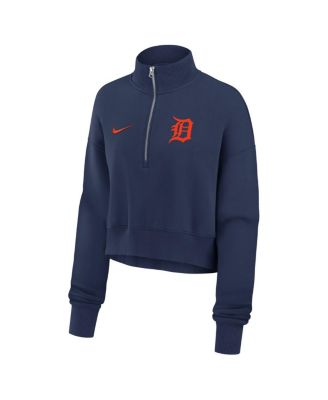 Women's Navy Detroit Tigers Primetime Phoenix Fleece Half-Zip Sweatshirt