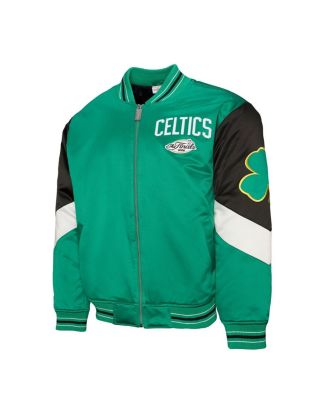 Men's Green Boston Celtics Throw It Back Heavyweight Full-Zip Satin Jacket