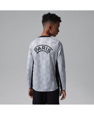 Jordan Big Boys and Girls Gray Paris Saint-Germain Long Sleeve Pre-Match Dri-FIT Jersey