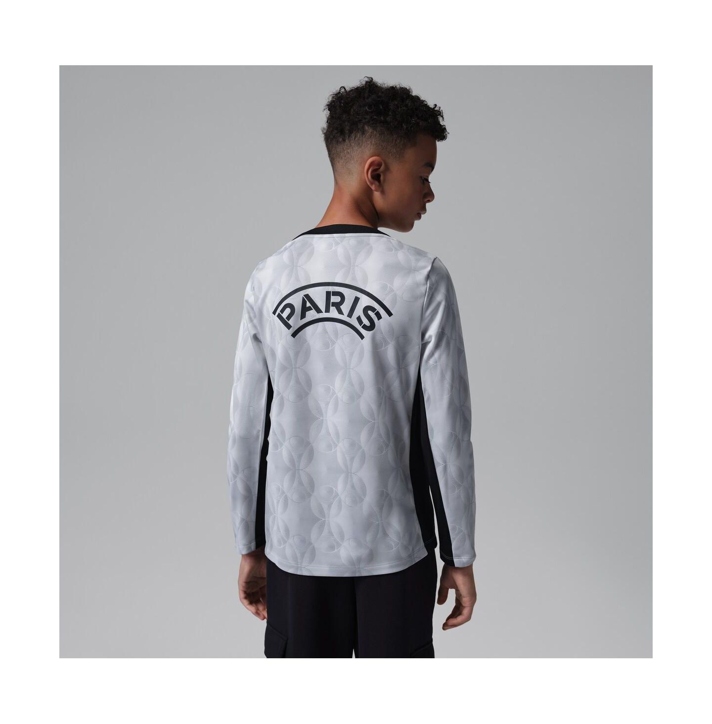Детская джерси Nike Jordan Paris Saint-Germain Pre-Match Dri-FIT, длинный рукав, Gray — фото 4