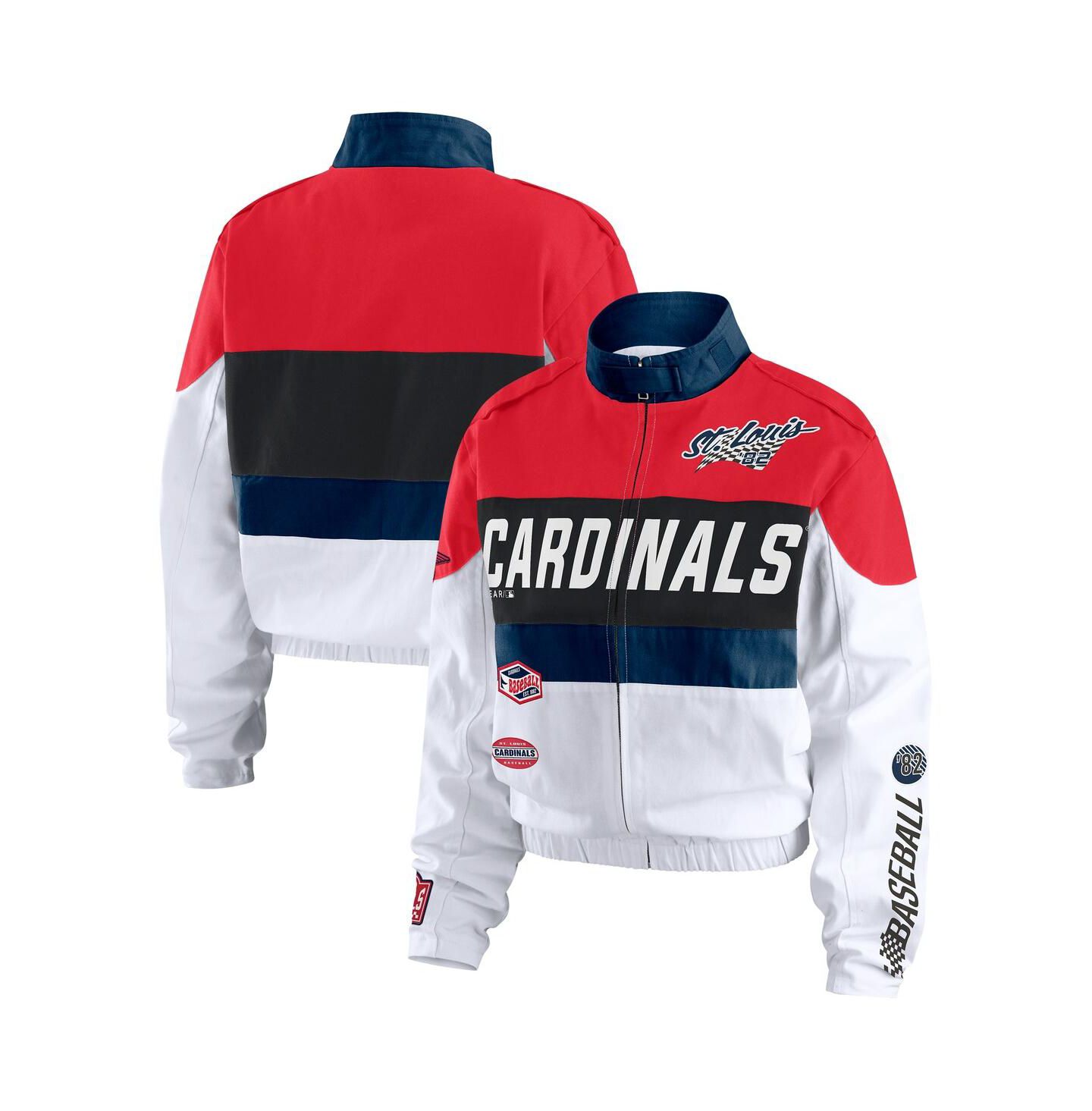 Женская куртка WEAR by Erin Andrews Red/White St. Louis Cardinals Racing Full-Zip — фото 1