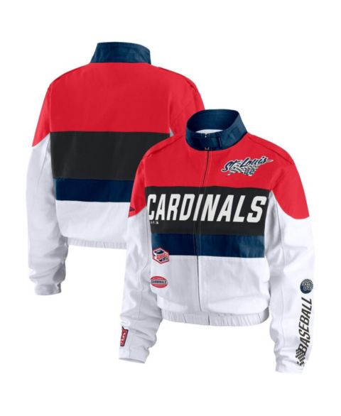 Женские куртки WEAR by Erin Andrews Women's Red/White St. Louis Cardinals Racing Full-Zip Jacket