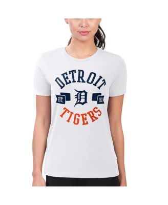 Women's White Detroit Tigers Super-Slim Fit Lightweight City Graphic T-Shirt