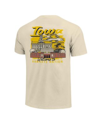 Men's Natural Iowa Hawkeyes Comfort Colors Hand-Drawn Campus Stack T-Shirt