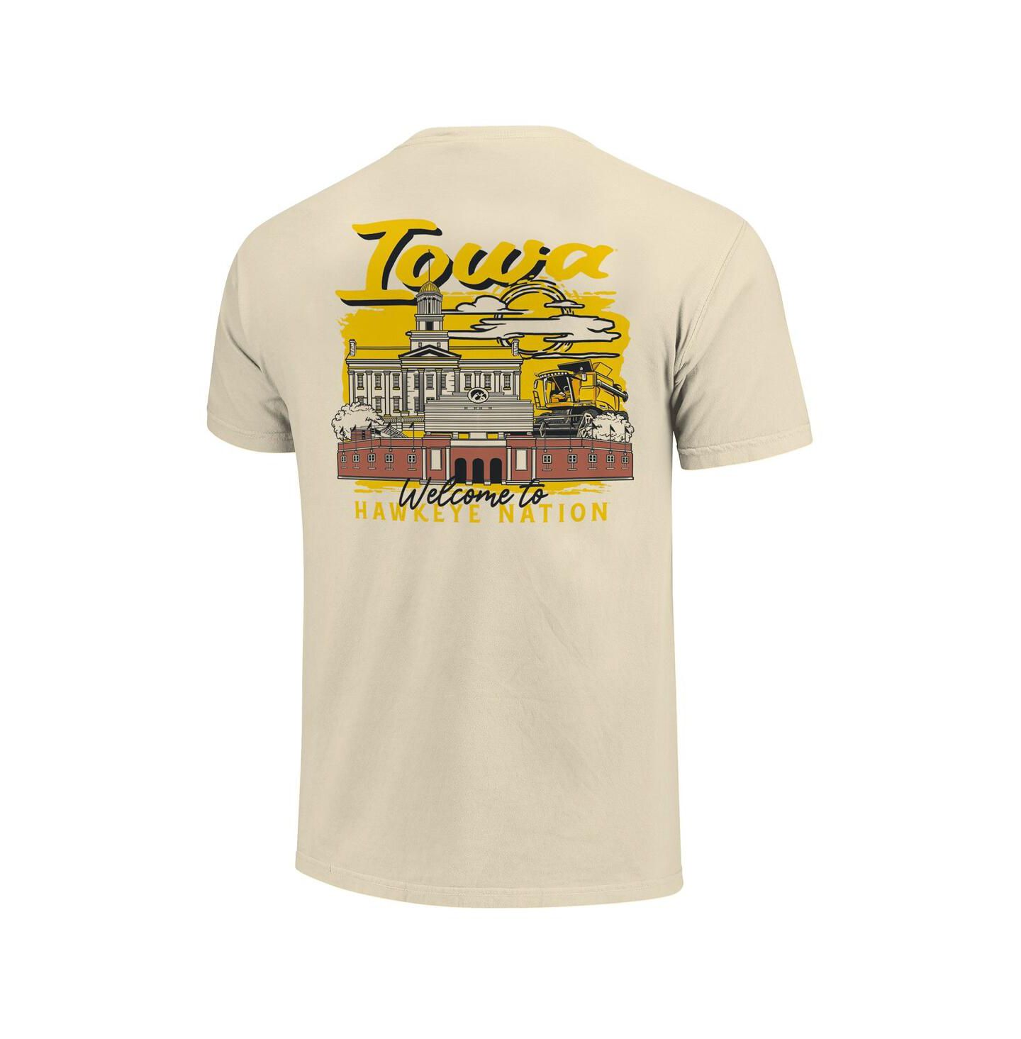 Мужская футболка Image One Natural Iowa Hawkeyes Comfort Colors Hand-Drawn Campus Stack — фото 2