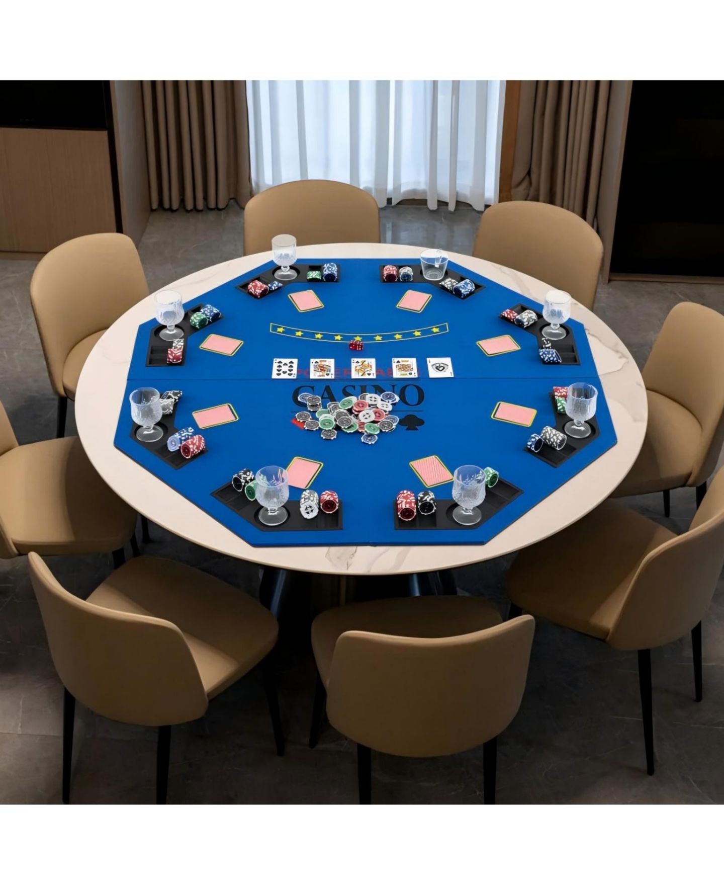 Детские игрушки HONGGE 10-Player 84-Inch Folding Poker Table Top, Ages 14+, цвет: Синий — фото 2