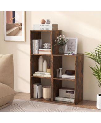 2-Cube Bookshelf with Back Guardrail for Living Room