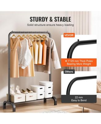 Clothes Rack - Heavy Duty Clothing Garment Rack with Hanging Rod and Bottom Storage Area for Bedroom, Guest Room