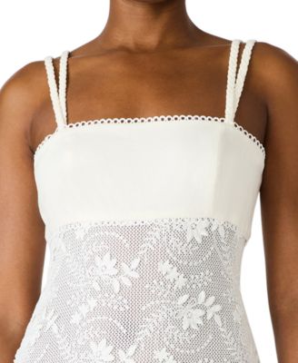 Juniors' Braided Strap Square Neck Midi Dress