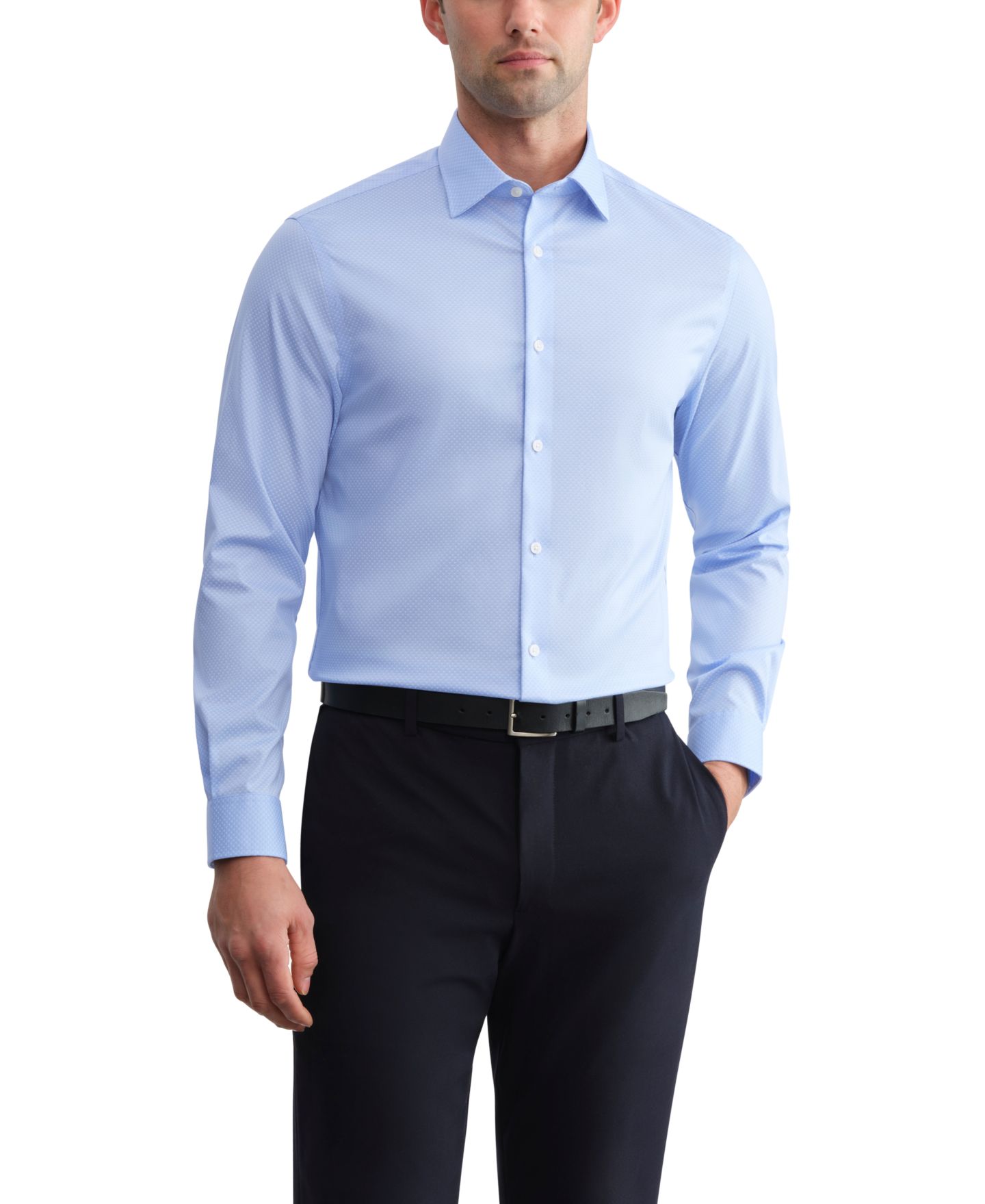 Мужская рубашка Michael Kors Ultra Wrinkle-Free Stretch Regular-Fit Dress Shirt, цвет: Синий разноцветный — фото 1