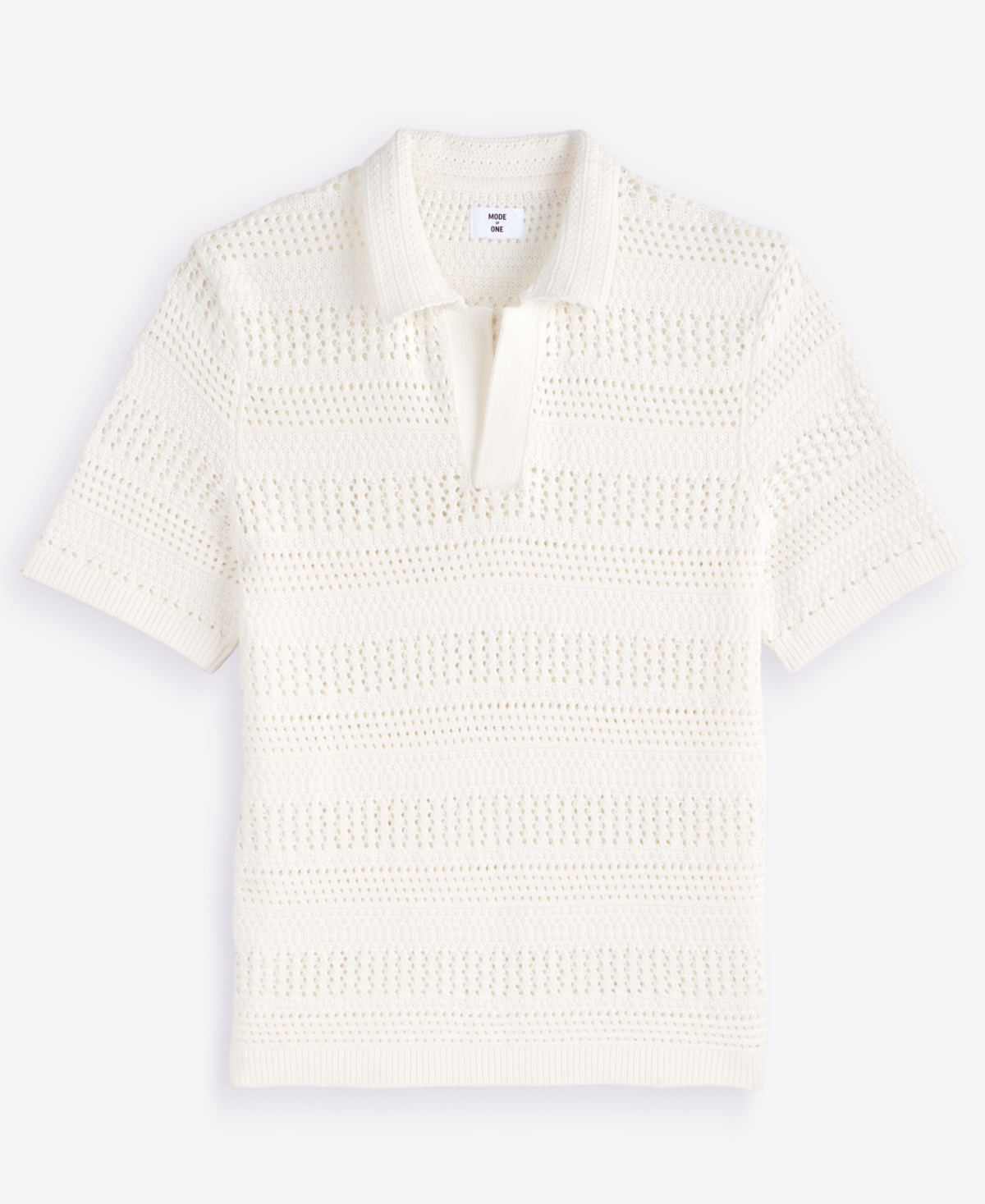 Mode of One Men's Relaxed-Fit Novelty Stitch Short-Sleeve Polo Sweater, Macy's Exclusive