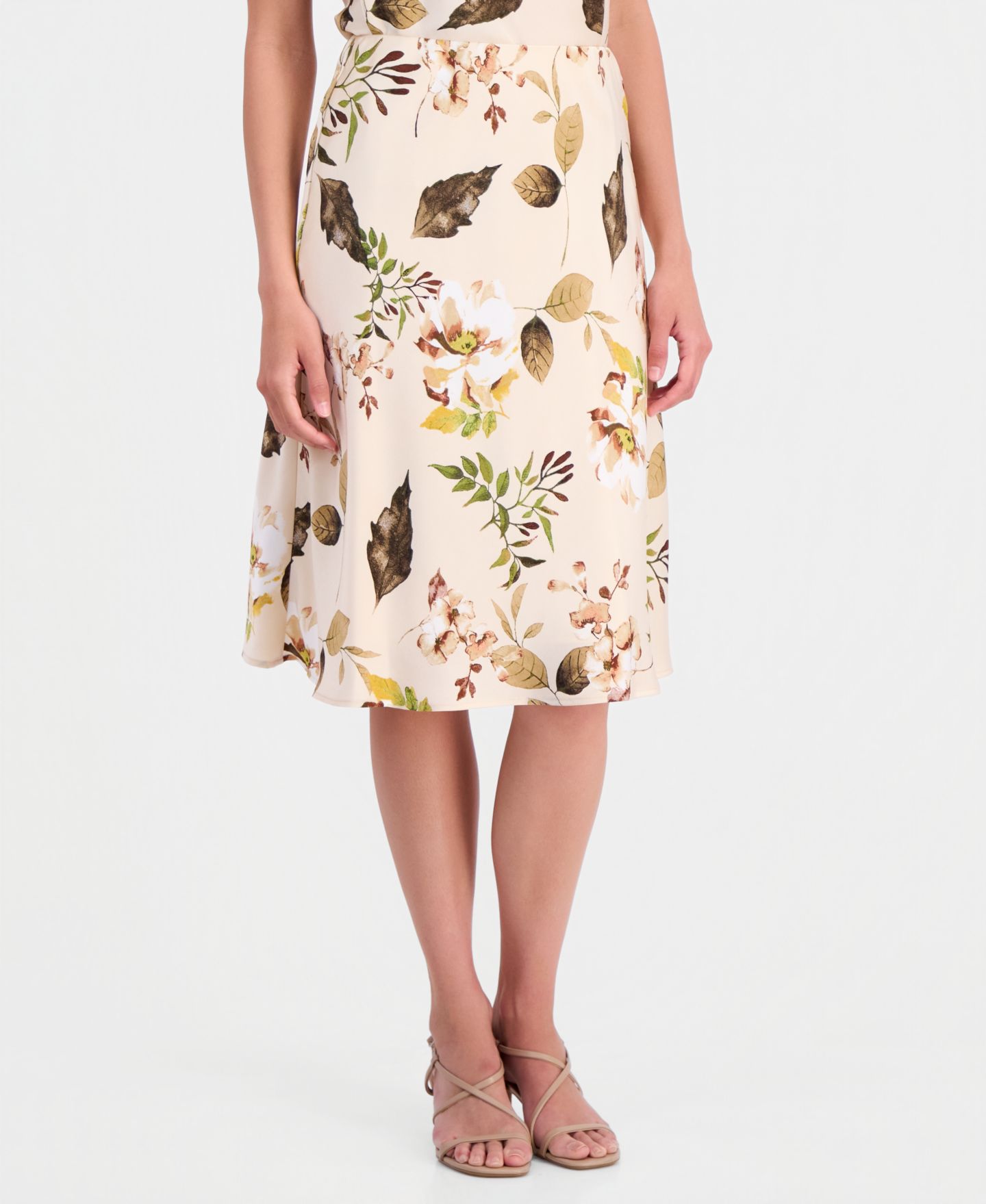 Женская юбка Tahari ASL Floral A-Line, цвет: Песочный с принтом — фото 3