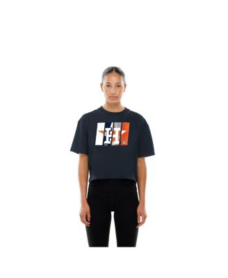 Women's Navy Houston Astros Boxy Foil Logo T-Shirt