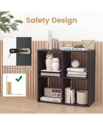 4-Cube Bookcase with Guardrail for Bedroom or Living Room