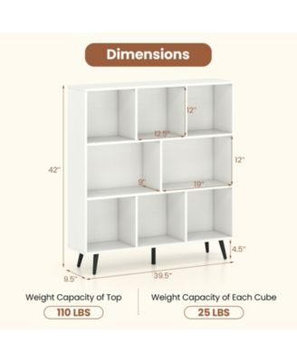 8-Cube Organizer Bookcase with Sturdy Metal Legs