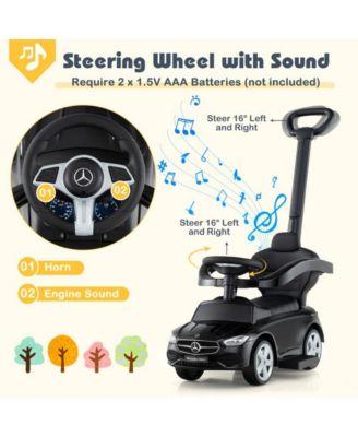 3 in 1 Mercedes Benz Licensed Push Ride On Car with Canopy Steering Wheel and Storage for Toddlers