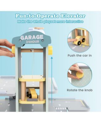 Parking Garage Playset with 4 Cars and Helicopter